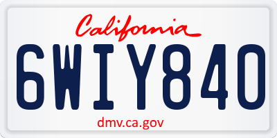 CA license plate 6WIY840
