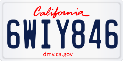CA license plate 6WIY846