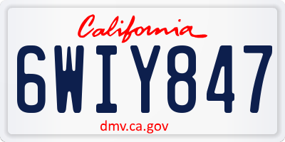 CA license plate 6WIY847