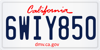 CA license plate 6WIY850