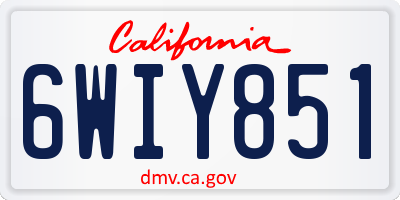CA license plate 6WIY851