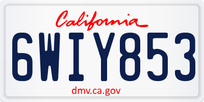 CA license plate 6WIY853