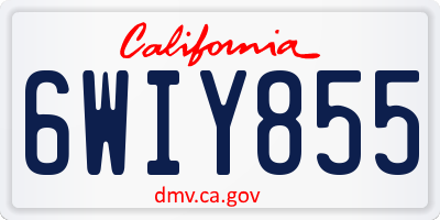 CA license plate 6WIY855