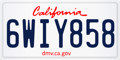 CA license plate 6WIY858