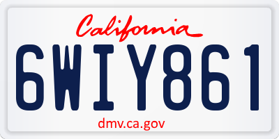CA license plate 6WIY861