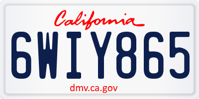 CA license plate 6WIY865