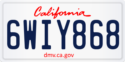 CA license plate 6WIY868