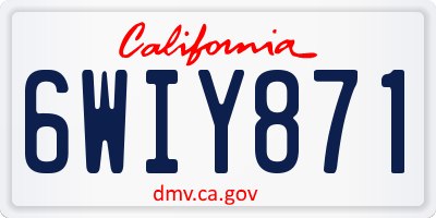 CA license plate 6WIY871
