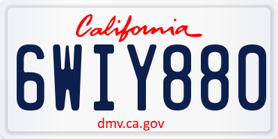 CA license plate 6WIY880