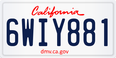 CA license plate 6WIY881