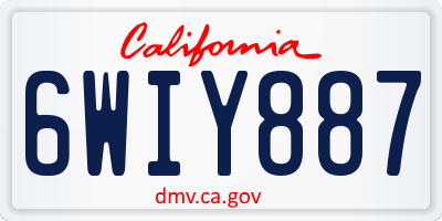 CA license plate 6WIY887