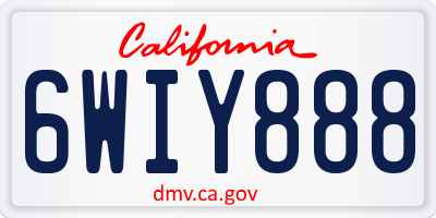 CA license plate 6WIY888