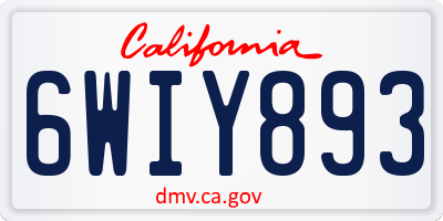 CA license plate 6WIY893