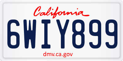 CA license plate 6WIY899