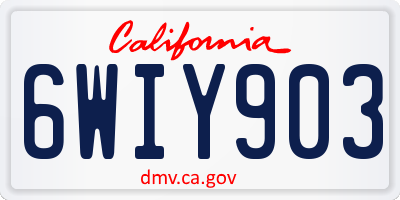 CA license plate 6WIY903