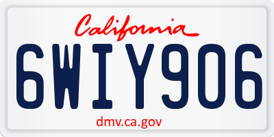CA license plate 6WIY906