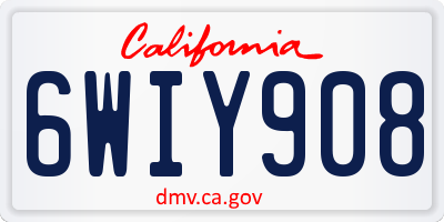 CA license plate 6WIY908