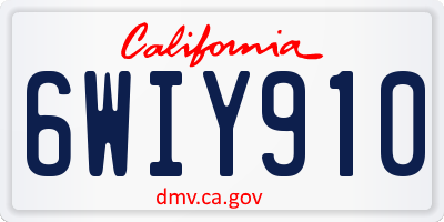 CA license plate 6WIY910