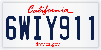 CA license plate 6WIY911