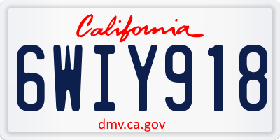 CA license plate 6WIY918