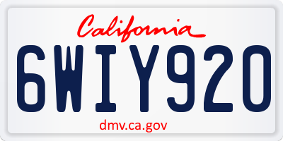 CA license plate 6WIY920