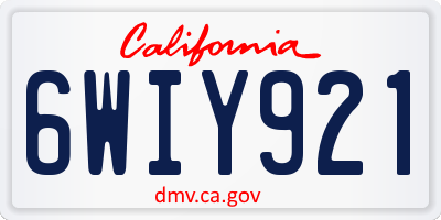 CA license plate 6WIY921