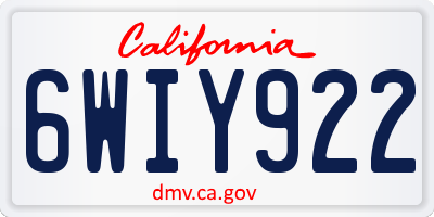 CA license plate 6WIY922