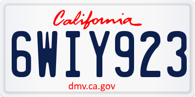 CA license plate 6WIY923