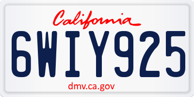 CA license plate 6WIY925