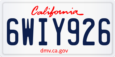 CA license plate 6WIY926