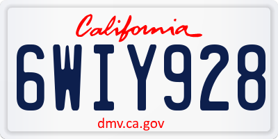 CA license plate 6WIY928