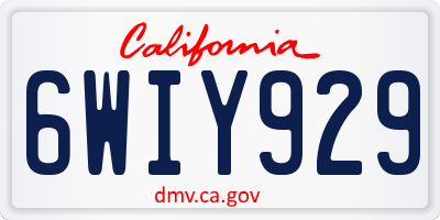 CA license plate 6WIY929