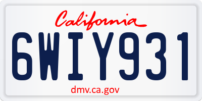CA license plate 6WIY931