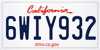 CA license plate 6WIY932