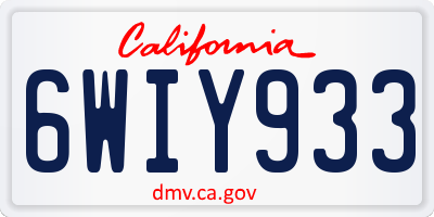 CA license plate 6WIY933