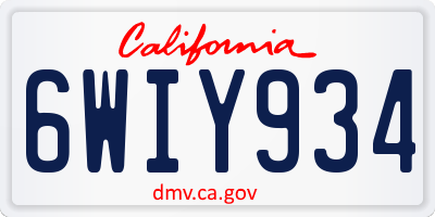 CA license plate 6WIY934