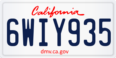 CA license plate 6WIY935