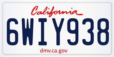 CA license plate 6WIY938