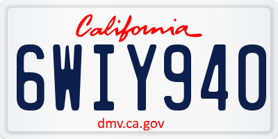 CA license plate 6WIY940