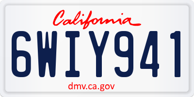 CA license plate 6WIY941