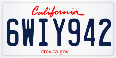 CA license plate 6WIY942