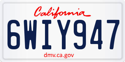 CA license plate 6WIY947