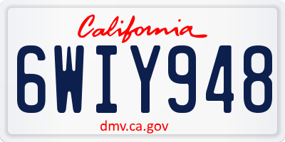 CA license plate 6WIY948