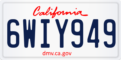 CA license plate 6WIY949