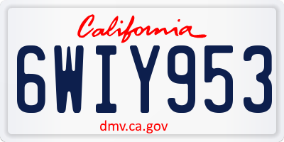 CA license plate 6WIY953