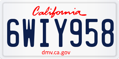 CA license plate 6WIY958
