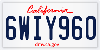 CA license plate 6WIY960