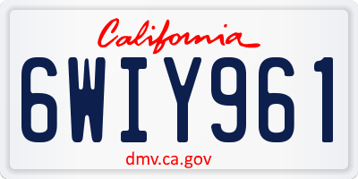 CA license plate 6WIY961