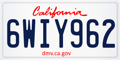 CA license plate 6WIY962