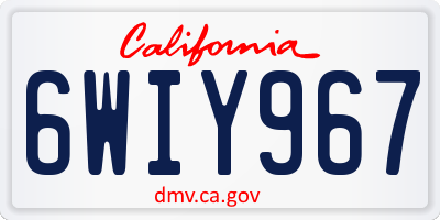 CA license plate 6WIY967